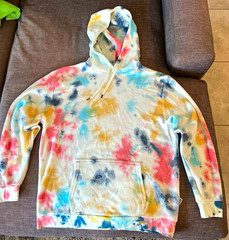 feat Tie-Dye Pullover Hoodie 2XL Multicolor Fleece Drawstring Kangaroo Pocket