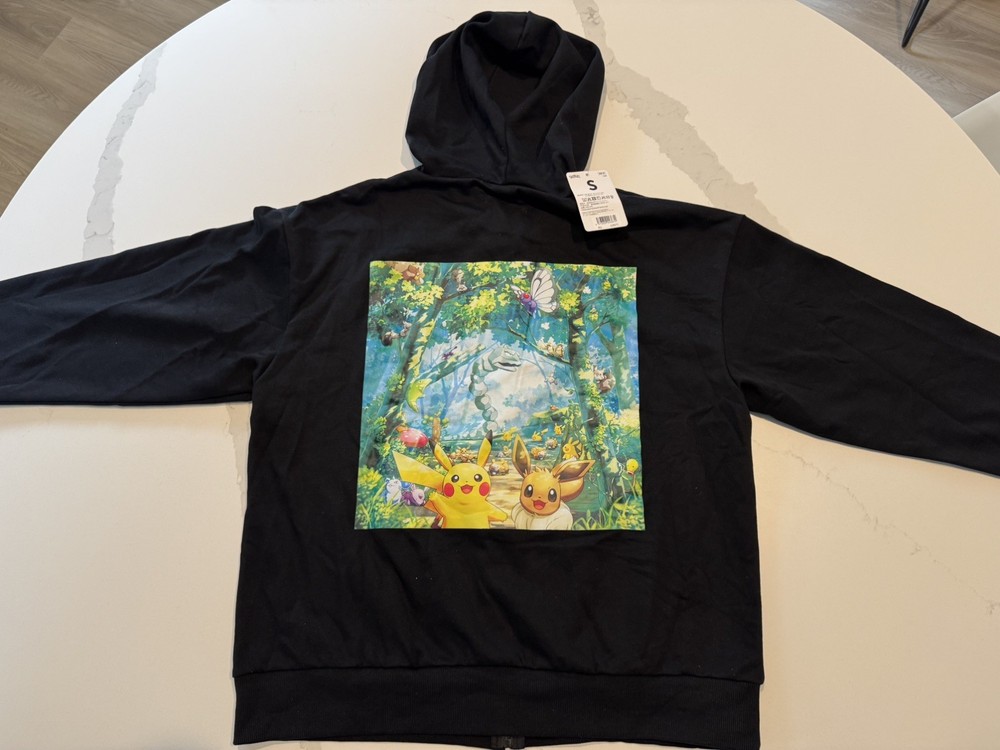 Pokemon Pokepark Kanto Japan Exclusive Black Zip-Up Hoodie Jacket US SELLER