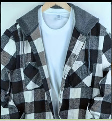Hoodie Long Sleeve Shirt Flannel Look S-M-L-XL-2XL-3XL Free Shipping 3-5 Days