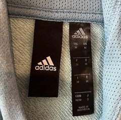 Adidas Aqua Blue 3-D Logo Cotton Polyester Lightweight Hoodie Pullover Medium