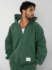 Comfrt Affirmation Zip Up Hoodie Oversized Unisex Medium Hunter Green