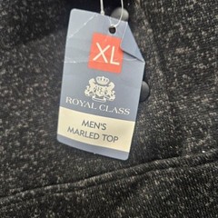 Royal Class Men size Extra Large Charcoal Gray Marled Top Long Sleeve