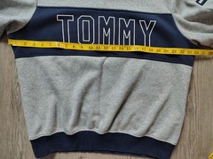 Tommy Hilfiger Sweatshirt Men’s Size L Gray Navy Blue Color Block Crewneck Logo