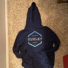 Hurley Men’s Blue Graphic Print Pullover Hoodie Drawstring Hood Pockets Sz S