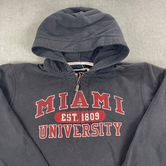 Miami University Original Leisure Mens XXL Black Distressed Quarter Zip Hoodie