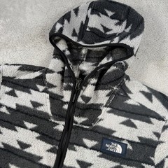 The North Face Hoodie Mens 2XL Black White Sherpa Aztec Fleece 1/2 Zip Pullover
