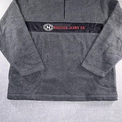 Nautica Jeans Company Sweatshirt Mens 2XL Gray 1/4 Zip Mock Neck Fleece Pullover