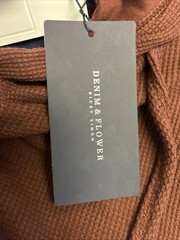 NWT Denim And Flowers, burgundy Hooded Three Button Thermal Knit