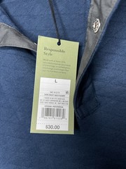 Goodfellow Quilted Pullover Snap Mock Neck Sweatshirt Blue Mens L NWT
