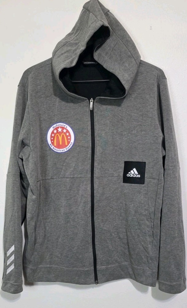 Adidas Gray Full Zip Front Hoodie L McDonald’s All American Games Basketball EUC