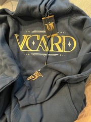 Gamersupps V Card Hoodie Navy L Large New NIP Sold Out Waifu Anime [US Seller]
