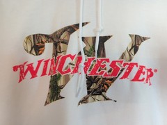 Winchester pullover solid white hoodie sweatshirt w/ Winchester and camo W logo