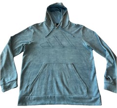 Adidas Aqua Blue 3-D Logo Cotton Polyester Lightweight Hoodie Pullover Medium