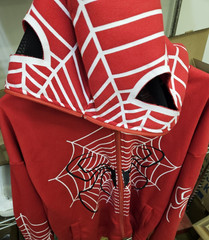 PRE OWNED SPIDER MAN SIZE LARGE WITH DESIGN HOODIE WITH PULL OVER MASK