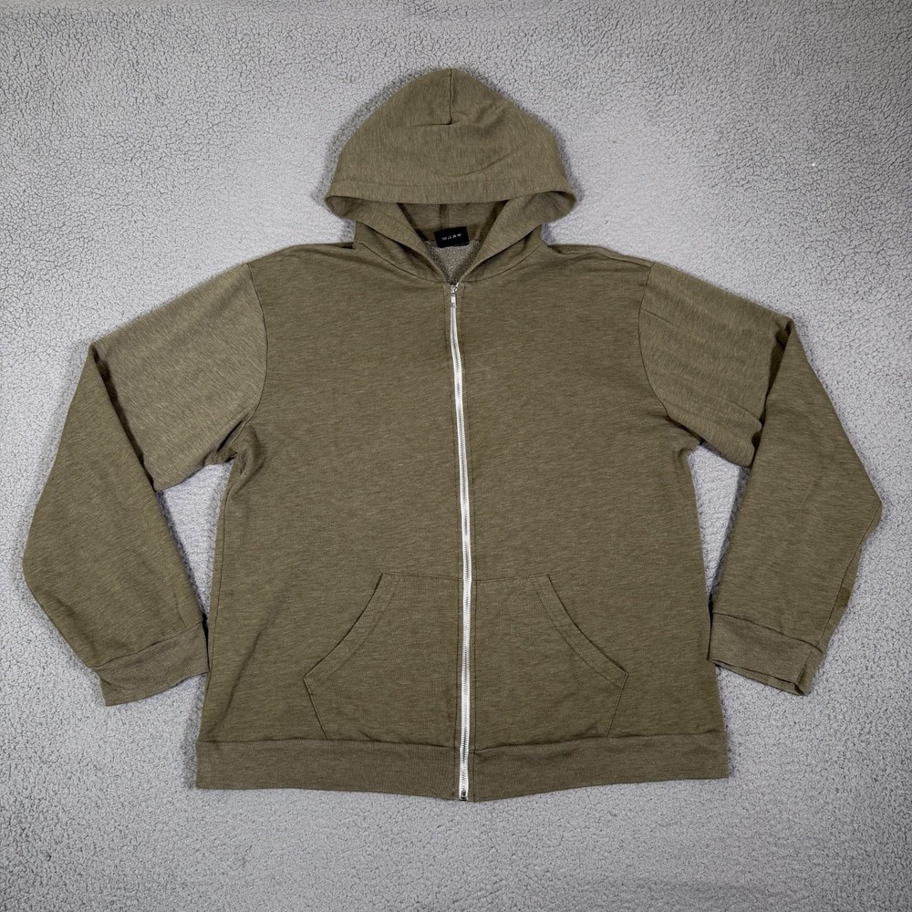 True Classic Hoodie Mens XXL Green Full Zip Rayon Blend Casual Preppy Pockets