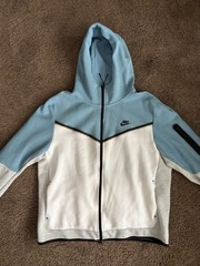 Nike Sportswear Tech Fleece Hoodie Cerulean Blue/White/Grey Mens XL CU4489-424