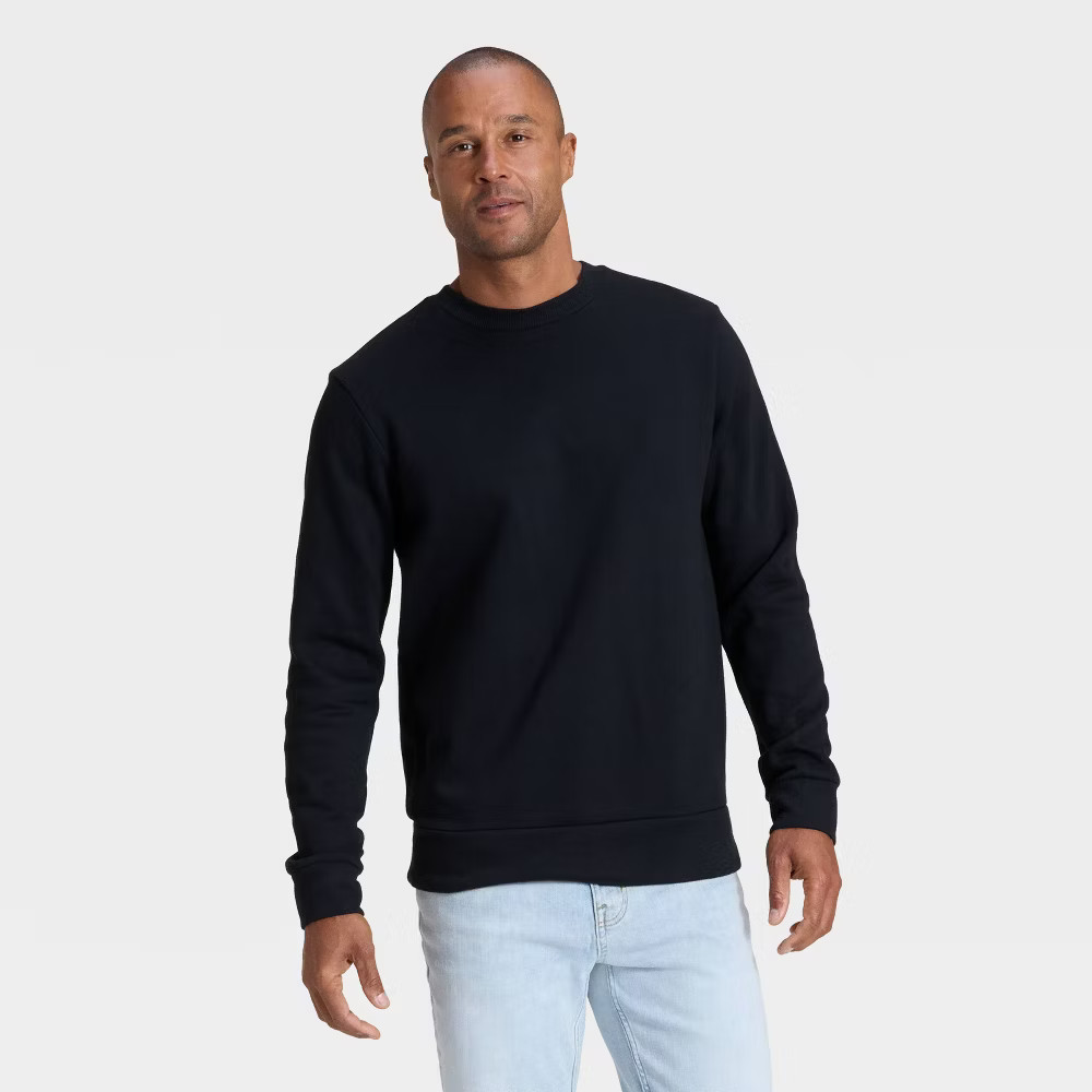Men Every Wear Fleece Crewneck Sweatshirt – Goodfellow & Co Black L