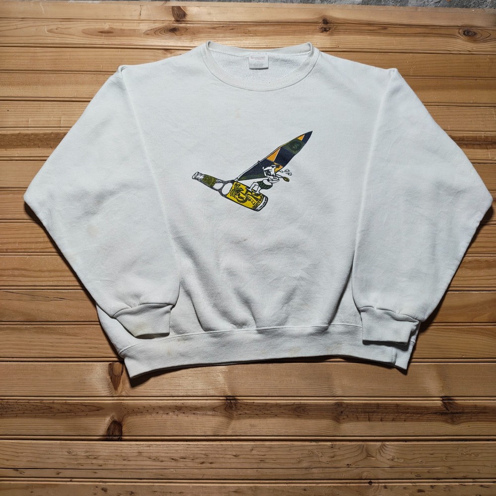 Vintage 80s Beer Bottle Windsurfing Coral Reefers Marijuana Sweatshirt USA 2XL