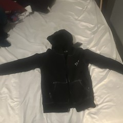 True Religion Black Full Zip Hoodie M Regular Teens Graphic Logo Fleece Pockets