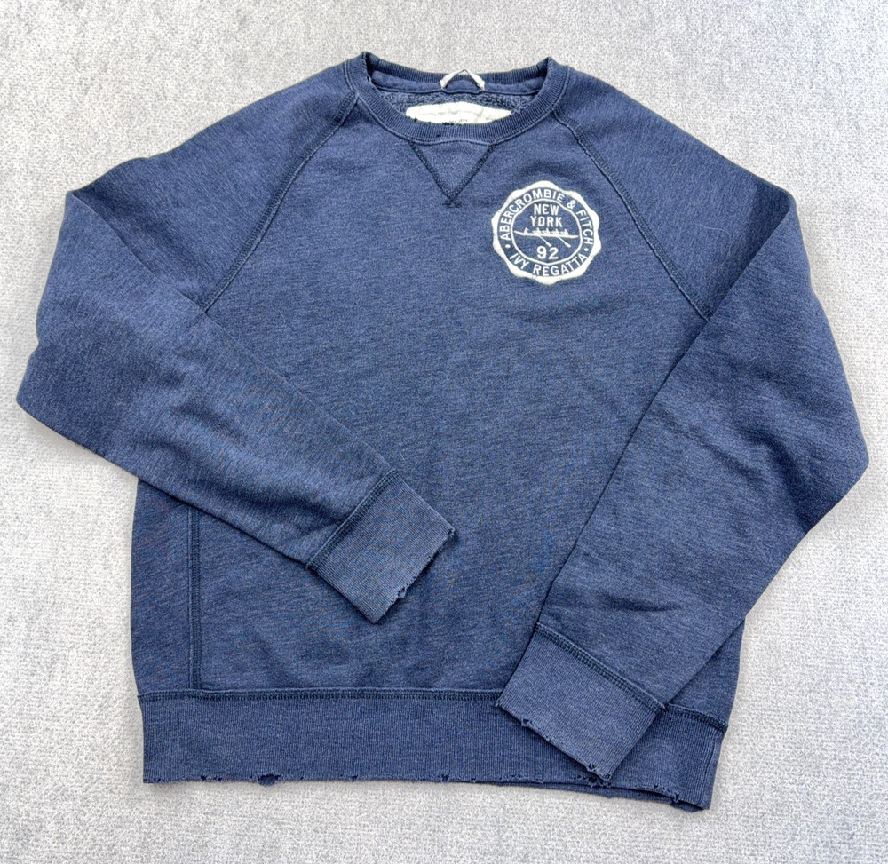 Abercrombie & Fitch Sweatshirt Men Large Blue Crewneck Rowing Muscle VTG Y2K