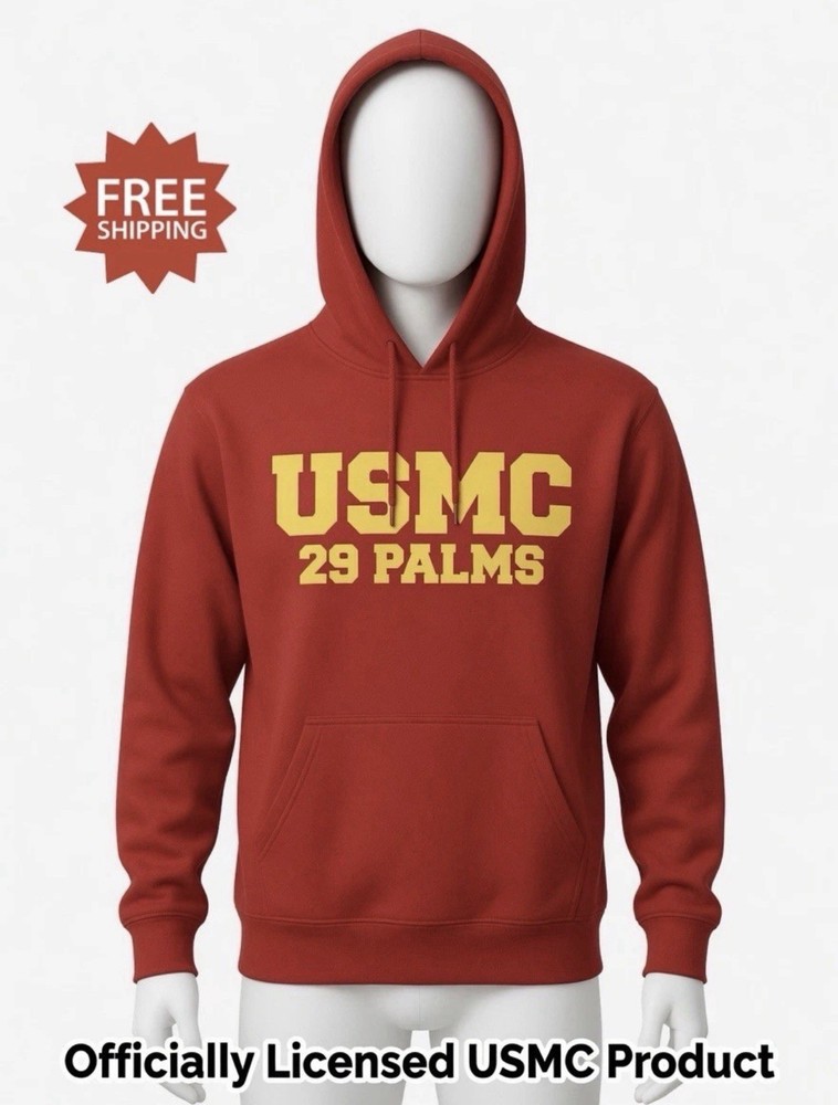 USMC US Marine Corps Twentynine 29 Palms Red Hoodie / Hooded Sweatshirt – Sz S