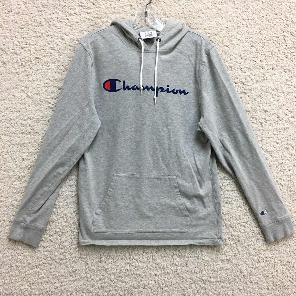 Champion Hoodie Medium Adult Gray Heather Pullover Sweatshirt Athletic Mens M