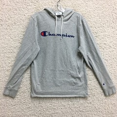 Champion Hoodie Medium Adult Gray Heather Pullover Sweatshirt Athletic Mens M