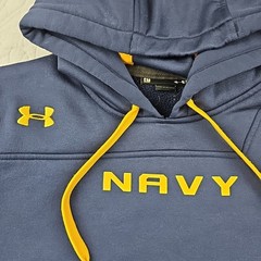 Under Armour Navy Blue US Naval Pullover Hoodie Size S Loose