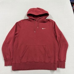 Nike Hoodie Sweatshirt Mens Large Red Fleece Pullover Small Swoosh Logo Basic