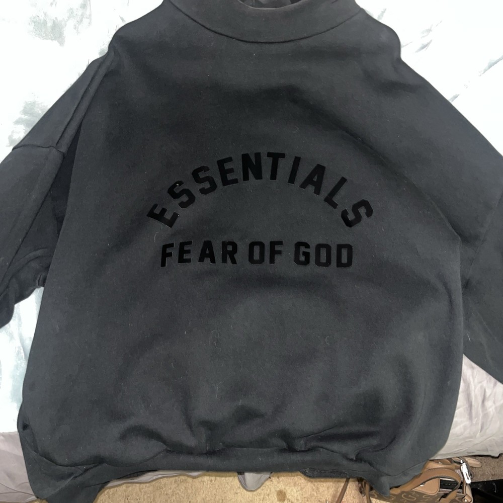 Black Fear of God Essentials hoodie with ‘ESSENTIALS FEAR OF GOD’ Mens Size L