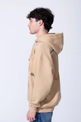 Men’s Beige Pullover Hoodie Graphic Logo Sweatshirt Casual Streetwear Kangaroo