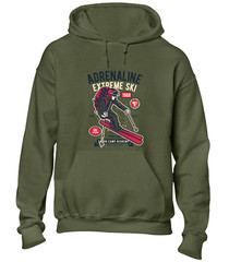 ADRENALINE EXTREME SKI HOODY HOODIE SKIING DESIGN COOL HOLIDAY CLOTHING GIFT TOP