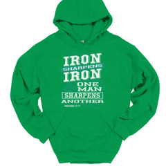 Iron Sharpens Iron Hooded Sweatshirt Hoodie Christian Catholic God Jesus