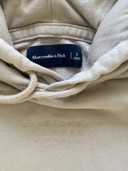 Abercrombie & Fitch Tan Embroidered Letter Logo Pullover Hoodie Men’s Size Small