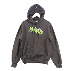 PORT & COMPANY Hoodie Fleece SMALL Men Casual Print Pullover Fall Winter Gray