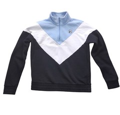FILA sweatshirt Men M slim/knit+fleece/3 color block/long sleeves/1/4 zip/logo