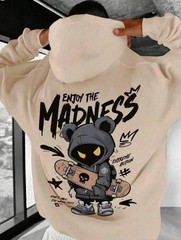 Graphic Hoodie Cartoon Print Drawstring Casual Streetwear Pullover Sweatshirt