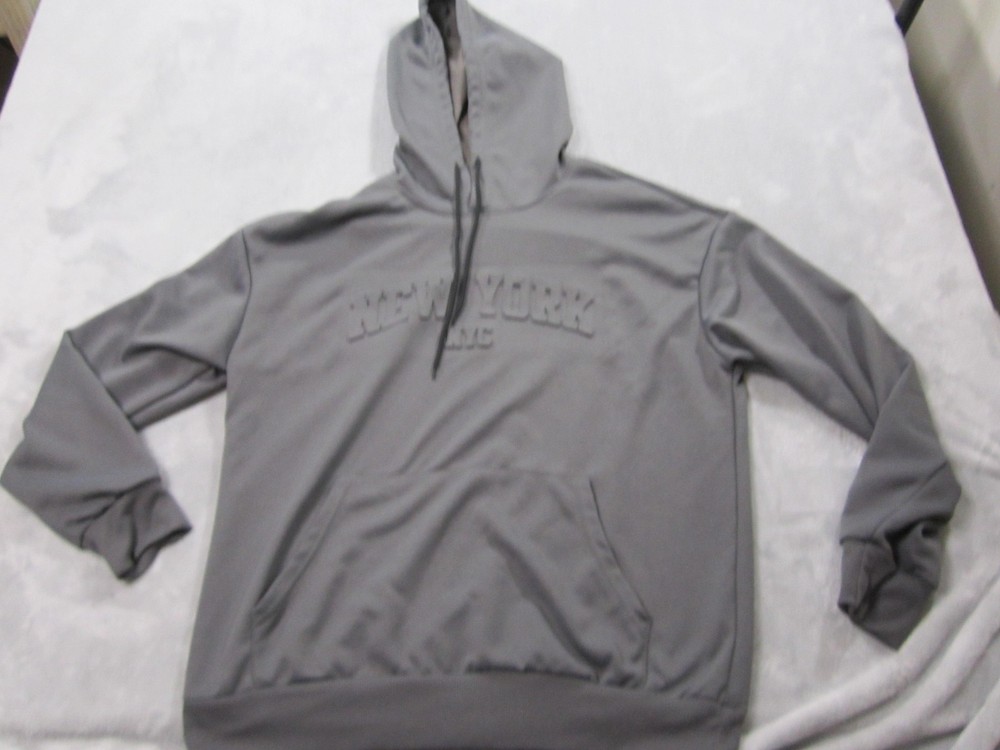 Manfinity Hoodie Mens Small Gray New York NYC Embossed Pullover Kangaroo Pocket