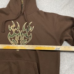 Retro Sapphire Lounge Hoodie Brown Camo Tribal Flames Size Large Vintage