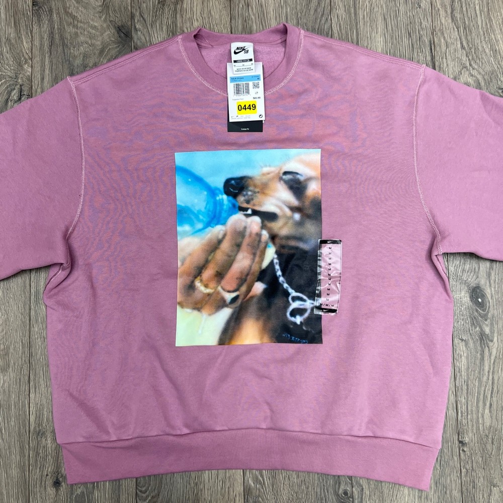 Nike SB Skate Fleece Crewneck Sweater Size Medium Adult Unisex Plum Dust White