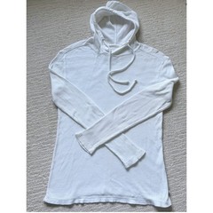 Modern Culture White Waffle Knit Henley Thermal Hoodie 100% Cotton Med