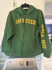 John Deere Unisex SZ XXL Front Zip Hooded Sweatshirt