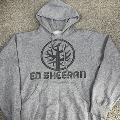 Ed Hoodie Mens Medium Gray Tree Logo Graphic Fleece Pullover Sweatshirt