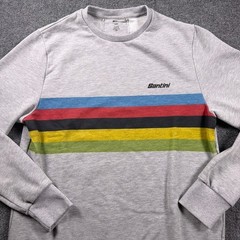 Santini Decathlon Sweatshirt Mens XXL Gray Striped Crewneck Cycling WORLD