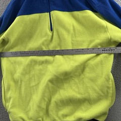 Nautica Competition Mens Fleece Blue Green Large 1/4 Zip USA Made 100% Polyester