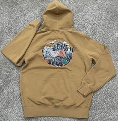 Burlebo Hoodie Mens Size Small Tan Duck Hunting Graphic Hooded Sweatshirt