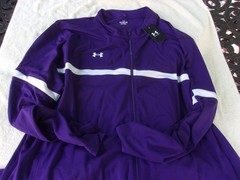 NWT Under Armour loose fit zippered jacket, men’s 5XL, purple & white, pockets