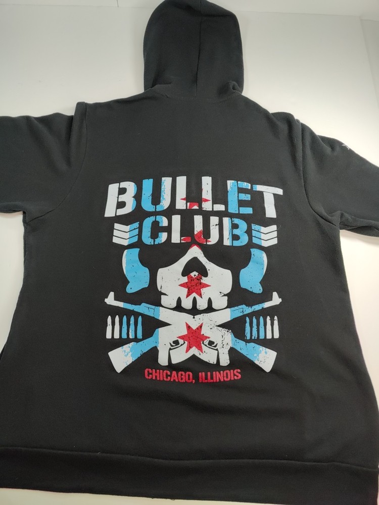 XL New Japan Pro Wrestling Chicago Flag Bullet Club Hoodie WWE AEW NJPW RARE