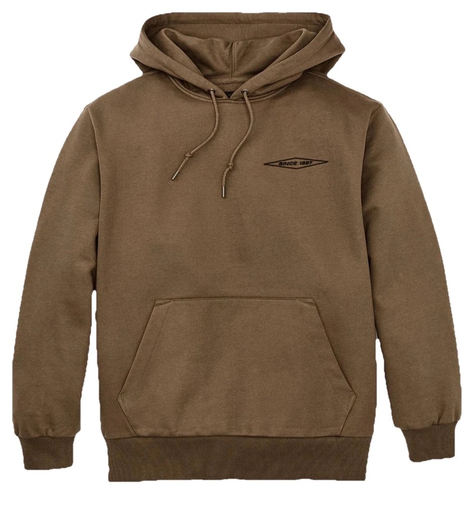 Filson Prospector Embroidered Hoodie Dark Tan Brown Diamond Mens S NWT