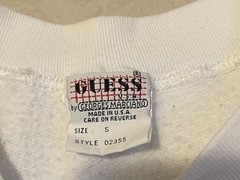 Vtg 90s GUESS Jeans USA Faded Spellout Sweatshirt XS S Designer Hip Hop Grunge